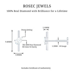 Pear Shape Diamond Solitaire Helix Earring for Her