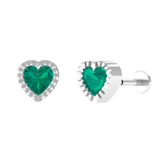 Natural Emerald Heart Earring for Helix Piercing