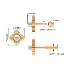 Nature Inspired Freshwater Pearl Upper Lobe Earring