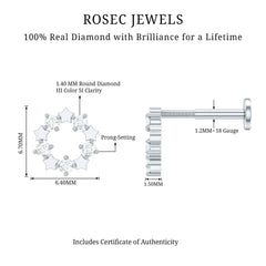 Minimal Diamond Open Circle Earring for Helix Piercing
