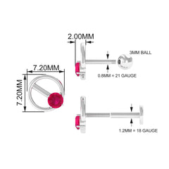 Minimalist Ruby Earring for Conch Piercing
