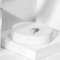 Natural Pearl Solitaire Helix Earring with Diamonds