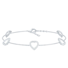 Certified Diamond Heart Chain Bracelet in Prong Setting