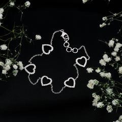 Certified Diamond Heart Chain Bracelet in Prong Setting
