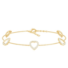 Certified Diamond Heart Chain Bracelet in Prong Setting