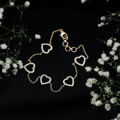 Certified Diamond Heart Chain Bracelet in Prong Setting