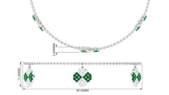 Certified Lab Grown Emerald Chain Charm Bracelet with Moissanite