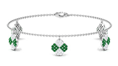 Certified Lab Grown Emerald Chain Charm Bracelet with Moissanite