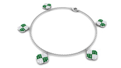 Certified Lab Grown Emerald Chain Charm Bracelet with Moissanite