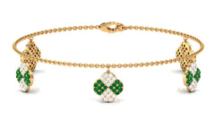 Certified Lab Grown Emerald Chain Charm Bracelet with Moissanite