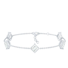 Certified Princess Cut Lab Grown Diamond Wedding Chain Bracelet