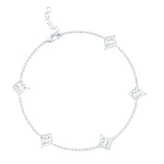 Certified Princess Cut Lab Grown Diamond Wedding Chain Bracelet