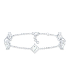 Certified Princess Cut Lab Grown Diamond Wedding Chain Bracelet