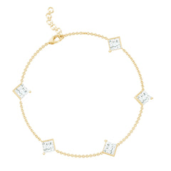 Certified Princess Cut Lab Grown Diamond Wedding Chain Bracelet