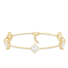 Certified Princess Cut Lab Grown Diamond Wedding Chain Bracelet