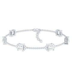 Princess Cut Lab Grown Diamond Station Chain Bracelet