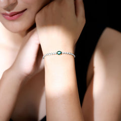 Certified 6X8 MM Oval Lab Grown Emerald Bolo Bracelet