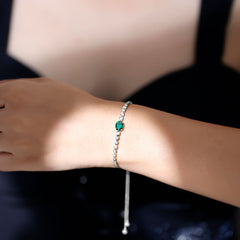 Certified 6X8 MM Oval Lab Grown Emerald Bolo Bracelet