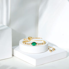 Certified 6X8 MM Oval Lab Grown Emerald Bolo Bracelet