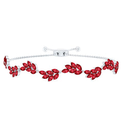 Marquise Lab Grown Ruby Leaf Bolo Bracelet
