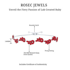 Marquise Lab Grown Ruby Leaf Bolo Bracelet