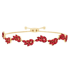 Marquise Lab Grown Ruby Leaf Bolo Bracelet