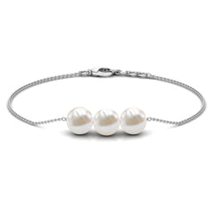 Cultured Freshwater Pearl 3 Stone Bracelet for Women