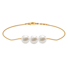 Cultured Freshwater Pearl 3 Stone Bracelet for Women