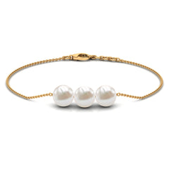 Cultured Freshwater Pearl 3 Stone Bracelet for Women