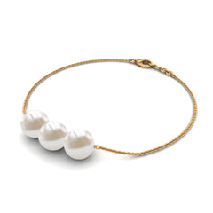 Cultured Freshwater Pearl 3 Stone Bracelet for Women