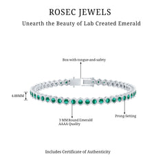 Certified 5.64 Carat Lab Grown Emerald Hexagon Tennis Bracelet for Women