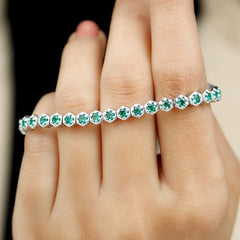 Certified 5.64 Carat Lab Grown Emerald Hexagon Tennis Bracelet for Women