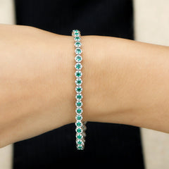 Certified 5.64 Carat Lab Grown Emerald Hexagon Tennis Bracelet for Women