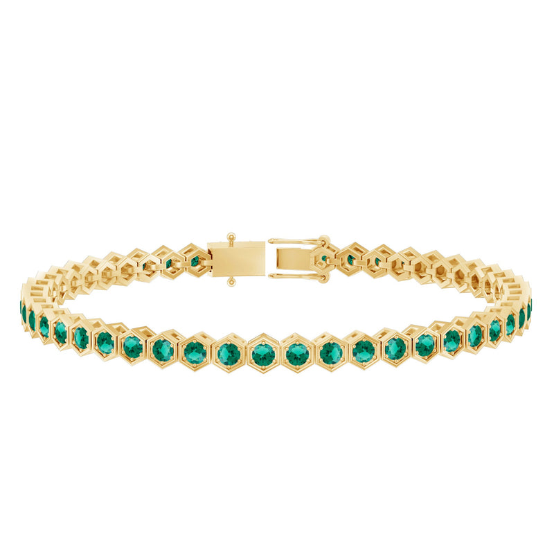 Certified 5.64 Carat Lab Grown Emerald Hexagon Tennis Bracelet for Women