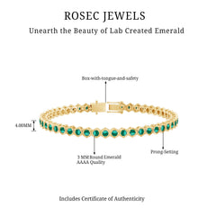 Certified 5.64 Carat Lab Grown Emerald Hexagon Tennis Bracelet for Women