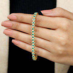 Certified 5.64 Carat Lab Grown Emerald Hexagon Tennis Bracelet for Women