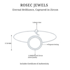 Cubic Zirconia Open Circle Chain Bracelet