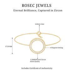 Cubic Zirconia Open Circle Chain Bracelet