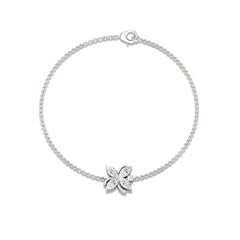 Certified Moissanite Flower Chain Bracelet for Women