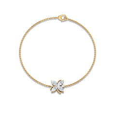 Certified Moissanite Flower Chain Bracelet for Women