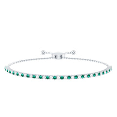 Certified Lab Grown Diamond and Emerald Bolo Bracelet For Wedding