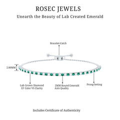 Certified Lab Grown Diamond and Emerald Bolo Bracelet For Wedding