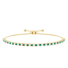 Certified Lab Grown Diamond and Emerald Bolo Bracelet For Wedding