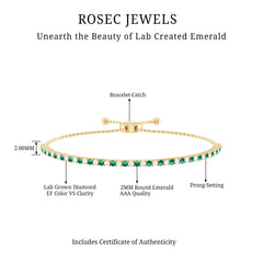 Certified Lab Grown Diamond and Emerald Bolo Bracelet For Wedding