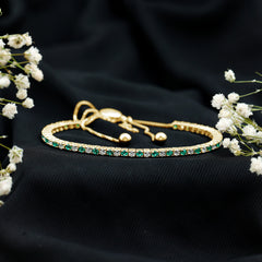 Certified Lab Grown Diamond and Emerald Bolo Bracelet For Wedding