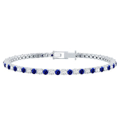 Certified Lab Grown Diamond and Sapphire Wedding Tennis Bracelet