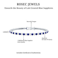 Certified Lab Grown Diamond and Sapphire Wedding Tennis Bracelet