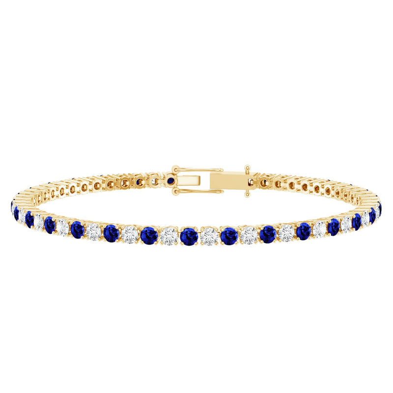 Certified Lab Grown Diamond and Sapphire Wedding Tennis Bracelet