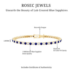 Certified Lab Grown Diamond and Sapphire Wedding Tennis Bracelet