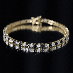 Prong Set Certified Lab Grown Black and White Diamond Tennis Bracelet